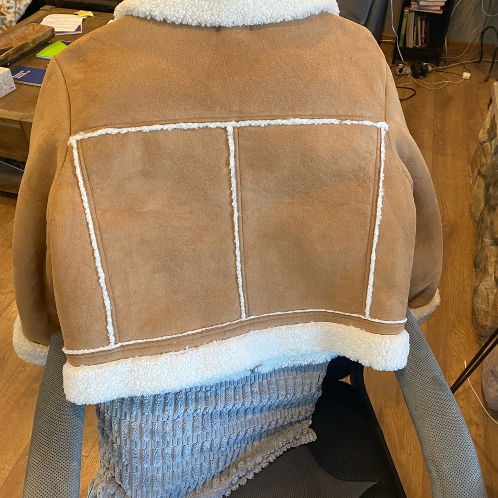 LOFT Cream Shearling Jacket - Picture 2 of 4